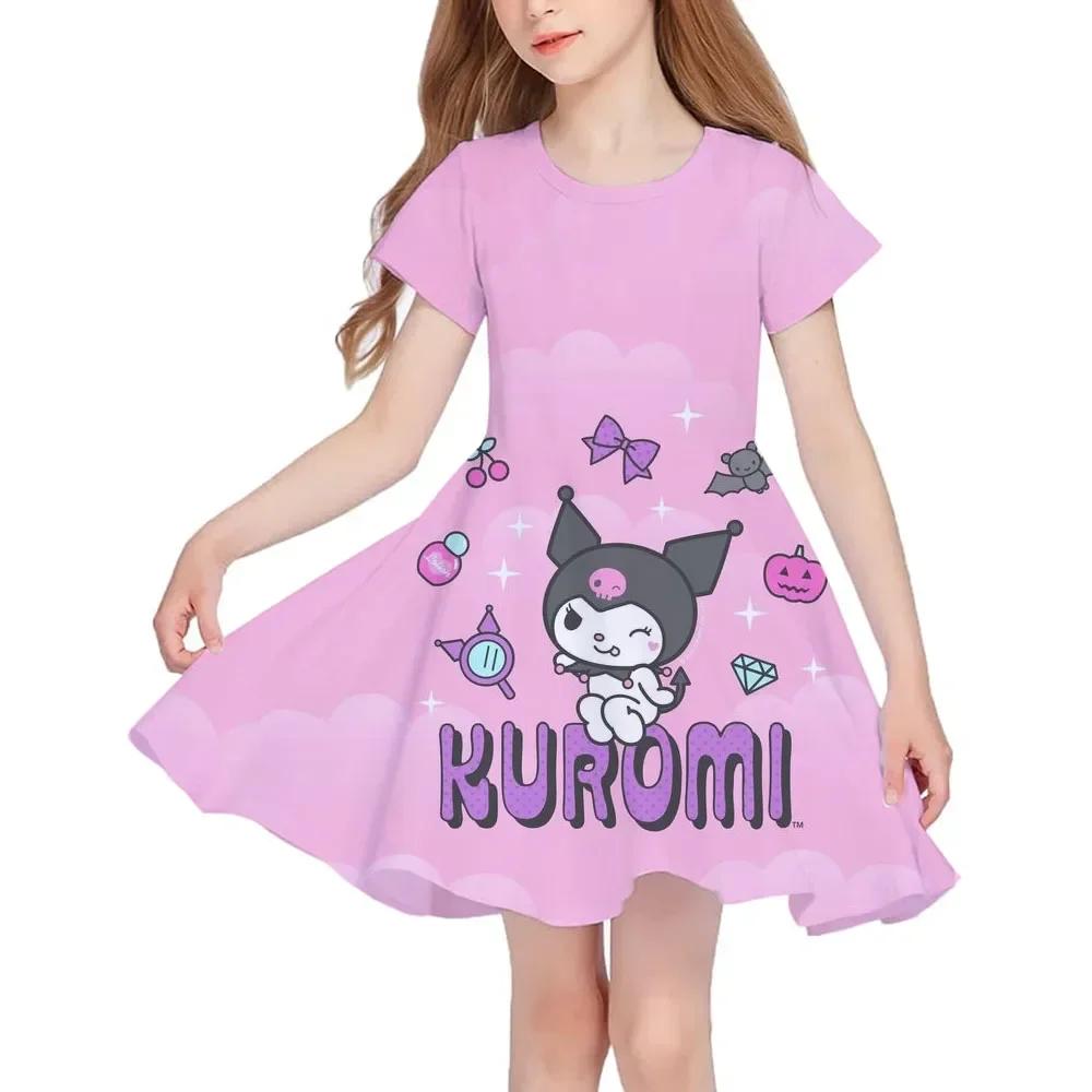Летняя Новая Детская Одежда Платье Без Рукавов С Принтом Hello Kitty Для Девочек 3-14 Лет Повседневное Дышащее Платье Принцессы 2025