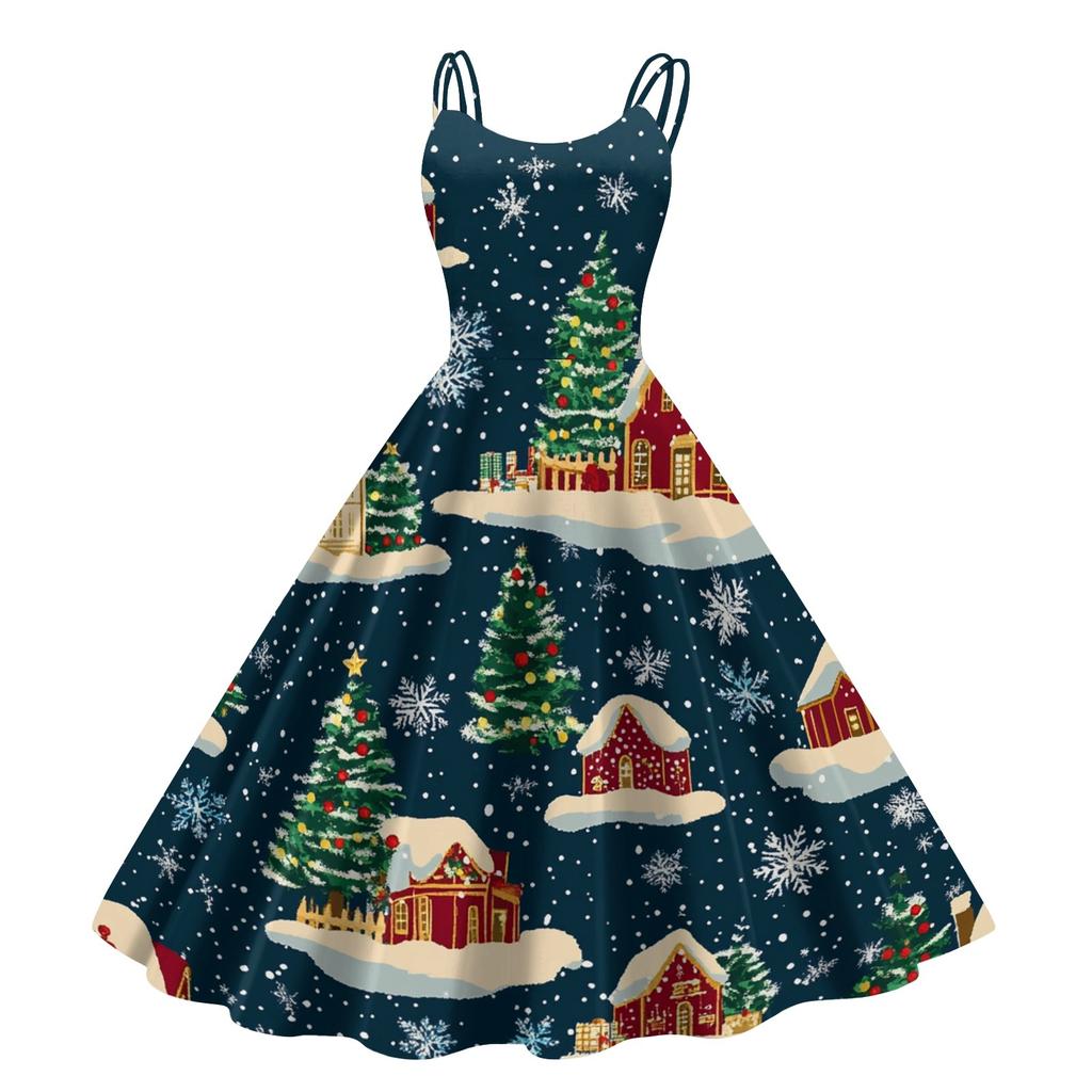 Женское рождественское платье со снежинками и сексуальным облегающим принтом с открытыми плечами в стиле панк-ретро