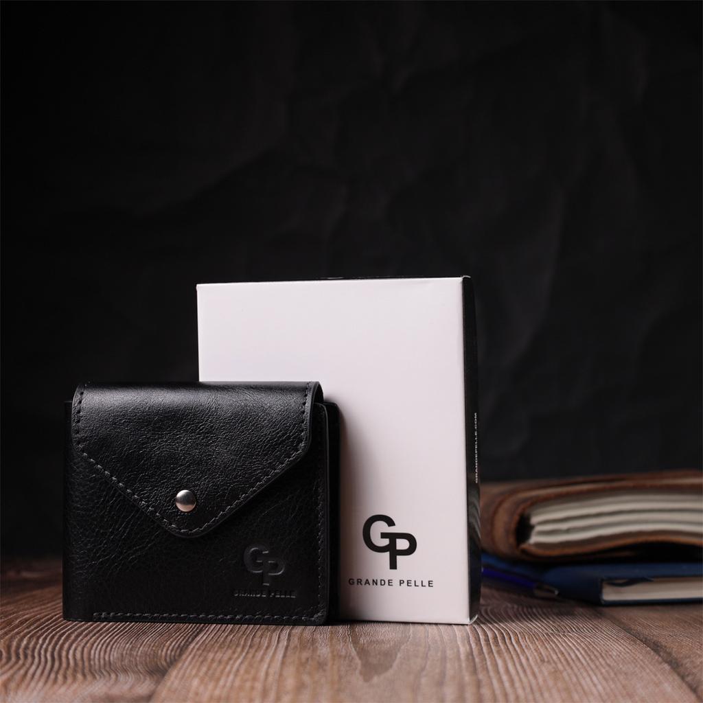 Unisex Wallet with Coin Holder Made of Glossy Genuine Leather GRANDE PELLE Wallet 16806 Black