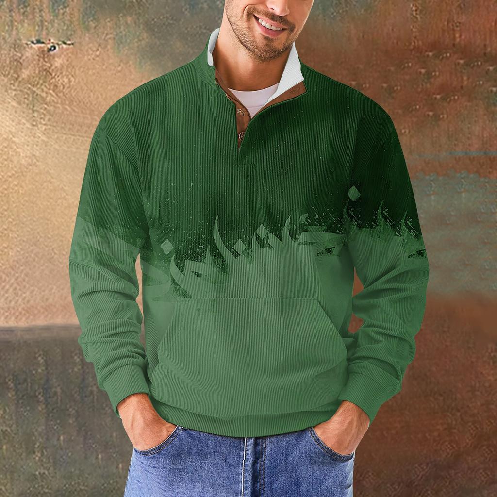 Мужская повседневная толстовка в стиле ретро с градиентным принтом