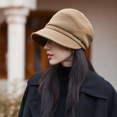 Корейская версия новой осенне-зимней шляпы для женщин, однотонная универсальная шляпа-ведро, высококлассная модная бейсболка с металлическим логотипом, тонкая
