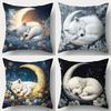 Sleepy Puppy & Moonlit Floral PillowcaseLiving Room Sofa Cushion Cover, Soft and Comfortable, Bedroom Room Decoration