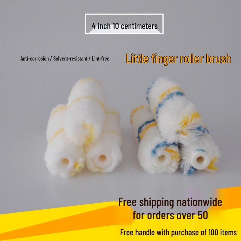 4'' & 6'' Mini Finger Roller Brush Set for Trim and Repair with Wool Roller Holder for Latex Paint