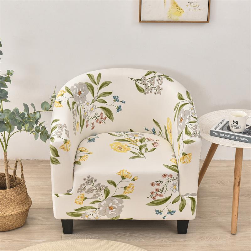 Flowers Printed Club Chair Slipcovers Stretch Spandex Chair Covers Tub Armchair Sofa Cover Single Sofa Cover for Living Room