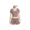 Logo Twist Back Design Round Neck Short Sleeve T-Shirt Women Tops Smoky-Mauve FN2852-208