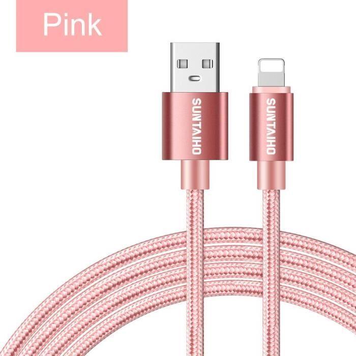 Size 1M - 2.4A USB Cable for iPhone X Charger Cable for iPhone XR MAX XS 8 7 6 Plus 5 S Data Cable - Pink