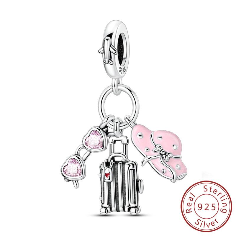 New Copper Charms Bead Penguin Owl Bow Heart Charm Fit Original Pendant Bracelet Jewelry Making For Women Gift