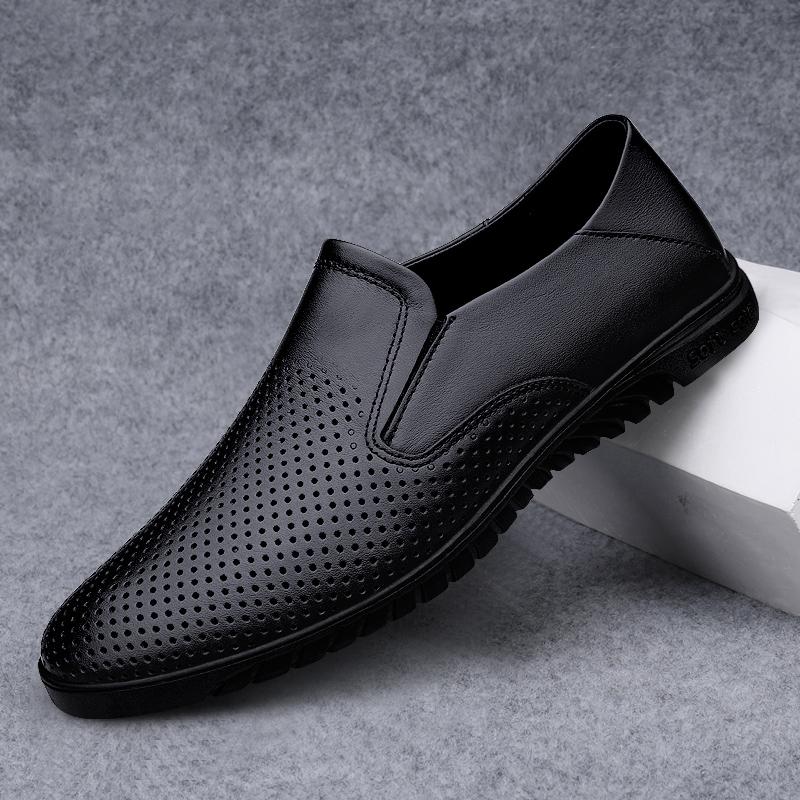 2024 Новые мужские мокасины из натуральной кожи коричневого и черного цвета из коровьей кожи, удобная обувь для взрослых, офисные мужские мокасины с полыми стенками, обувь для вождения