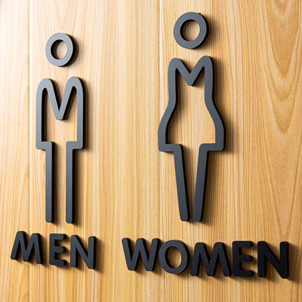Черные вывески для туалета 3D-налет для туалета Адресные таблички для мужчин и женщин Туалетные вывески для офисных зданий
