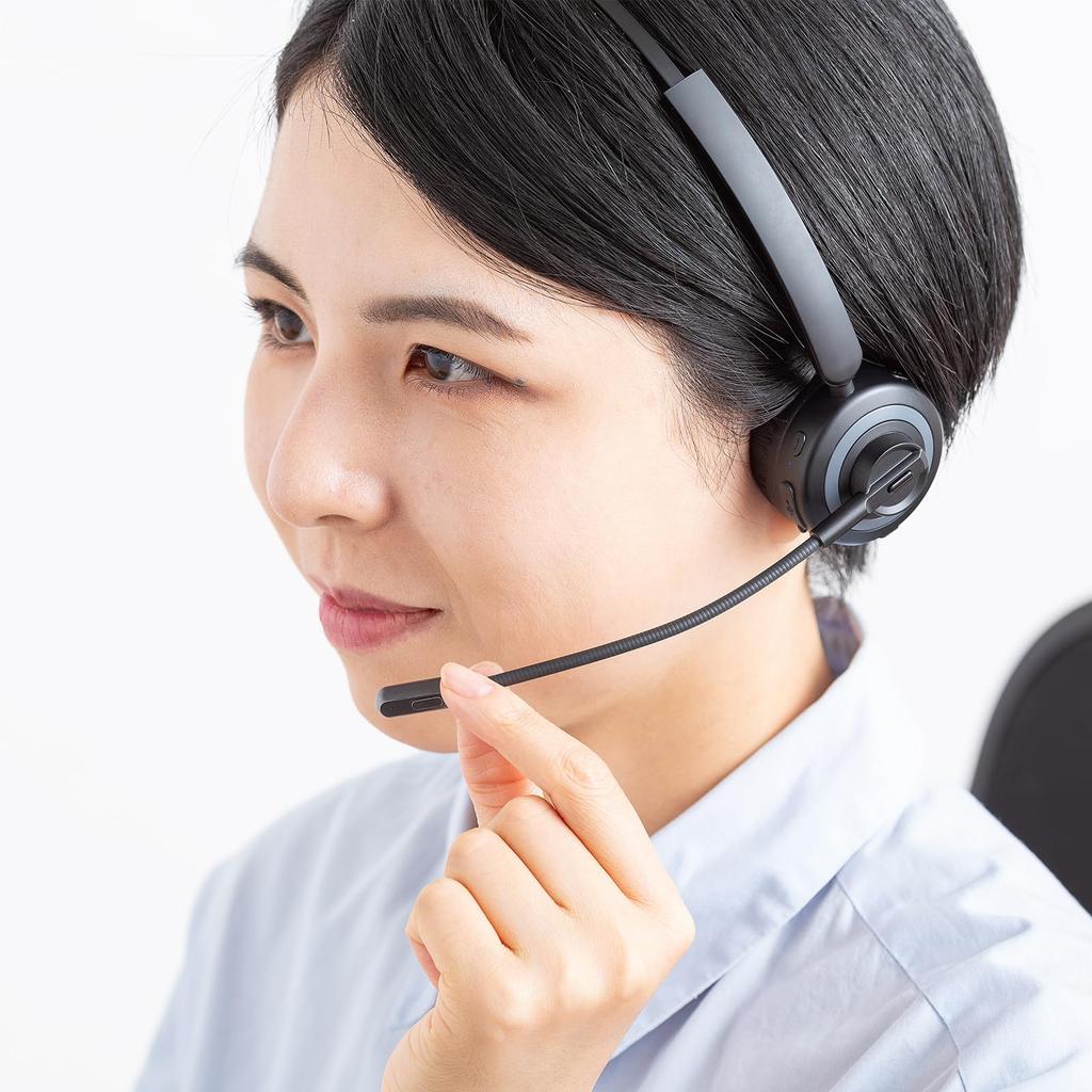 Sanwa Supply Bluetooth-гарнитура с функцией шумоподавления и зарядкой (с люлькой) ММ-BTMH66BK