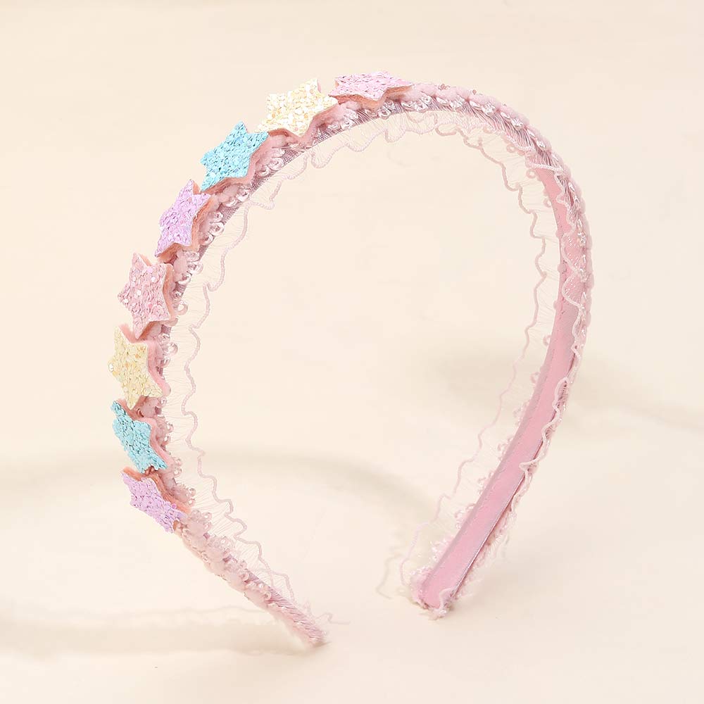 Fashion Glitter Star Headbands For Girls Rainbow Lace Hair Bnads Cute Butterfly Shape Hiar Hoop Children Party Hair Accessories