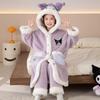 Теплый коралловый флисовый халат-пижама для девочек, зимняя одежда для сна, детская, 8-16 лет, мягкий плюшевый халат, домашняя одежда