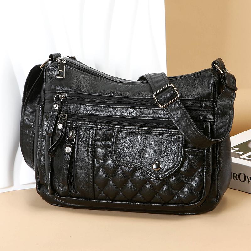Сумка для женщин среднего и пожилого возраста, сумка через плечо, винтажная мягкая кожаная сумка для мам, легкая сумка через плечо