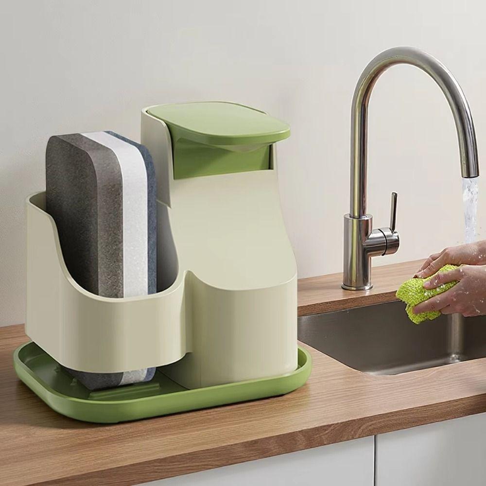 Leak-Proof Hand Soap Dispenser with Sponge Wipe Dual Soap Dispenser Countertop