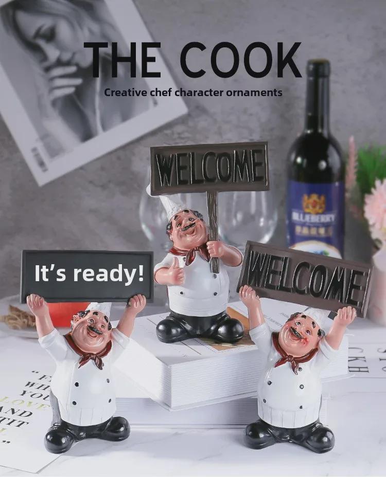 Chef Welcome Sign Ornament – Creative Home Décor Chef Figurine with Message Board
