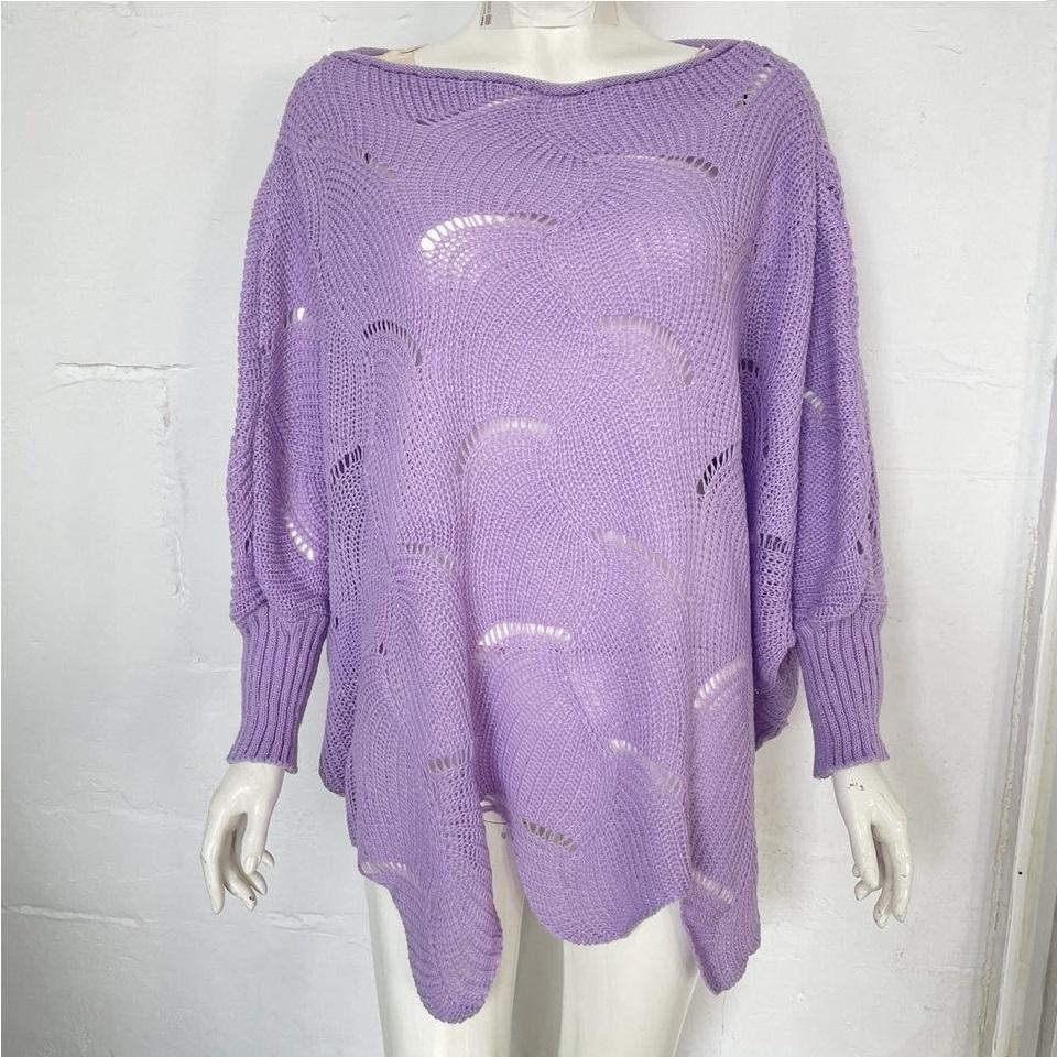 Свитер большого размера для женщин, ажурный вязаный крючком свободный свитер для женщин
