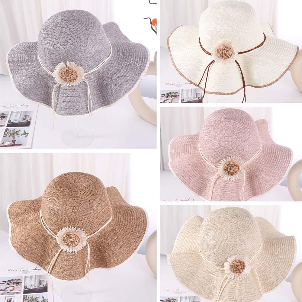 Wide Brim Folding Straw Hats Sun Flower Women's Sun Hat Fashion Bohemian Straw Hat  Vacation