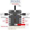 Waterproof 12 Volt Fuse Block, 6 Way with 6 Ground Negative Busbar[100 Amp Max] [ATC/ATO Fuses] [LED Indicator] [2 Spare Fuse Slots] for Car Boat Etc.