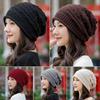 Solid Color Knitted Hat Oversized Skullcap Casual Beanie Hats  Women Men