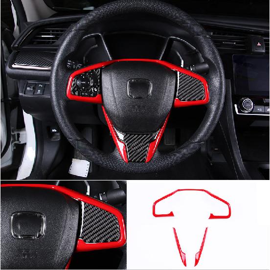 Красная внутренняя накладка на руль для Honda Civic 2016-2020 10-го поколения
