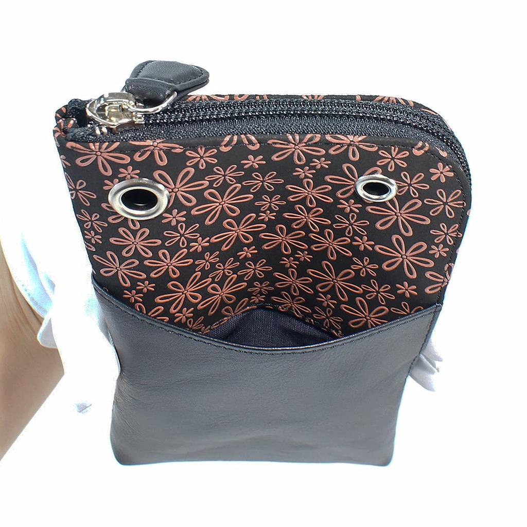 Чехол для смартфона Indenya Inden Sacoche из оленьей кожи черного и розового цвета с рисунком снежной травы 5027-51-160