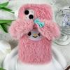 Японский и корейский розовый плюшевый Мелоди для iPhone16Promax для Apple 15 Чехол для мобильного телефона Осень и зима 13 Всесторонний