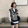 Jacquard Knitted Sweater Vest Women Spring and Autumn V Neck Versatile Outwear Loose Korean Sweater Tank Pullover Female Top