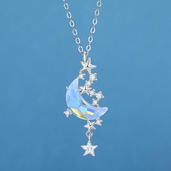 Женское ожерелье с луной и звездами, стразы, ювелирные изделия, простой нежный кулон, ожерелье, ювелирные изделия, подарки