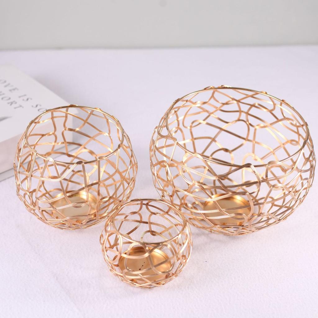 3pcs/set Nordic Style Romantic Candlestick Iron Geometric Candle Holders Home Decoration Metal Craft