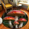 Illustration Style Mushroom Round Rug Mushroom Pattern Home Decor Carpet Soft Non-Slip Floor Mat for Living Room Bedroom