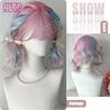 Colored Highlighted Synthetic Lolita Wig Short Curly Wig with Bangs Suitable for Women and Girls to Wear for Holidays and Events