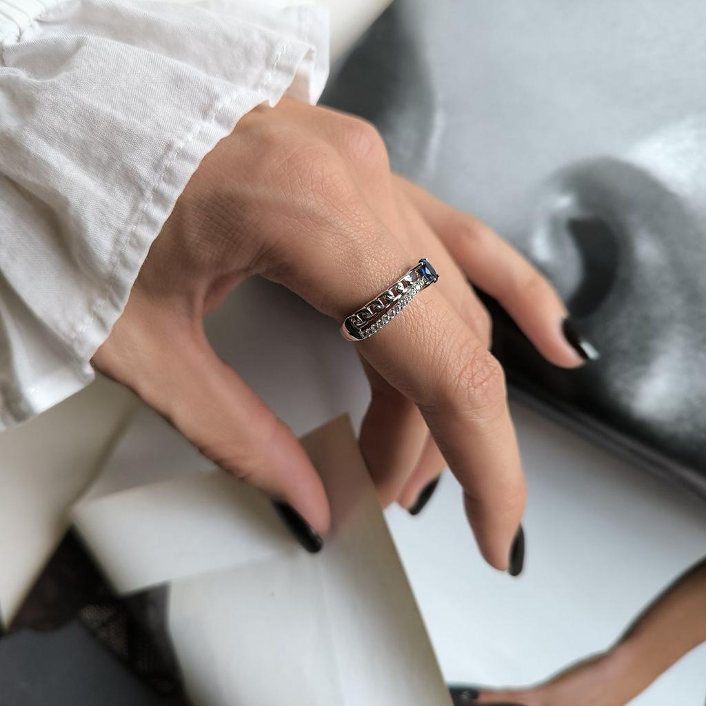 Серебряное кольцо с сапфиром nano 0.518ct, вес изделия 2,77 гр (2189015)