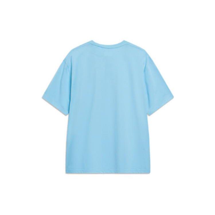 Li-Ning Sports Life Series Tree Brand Logo Print Футболка с круглым вырезом и короткими рукавами Мужские топы Ice-Blue AHST183-3