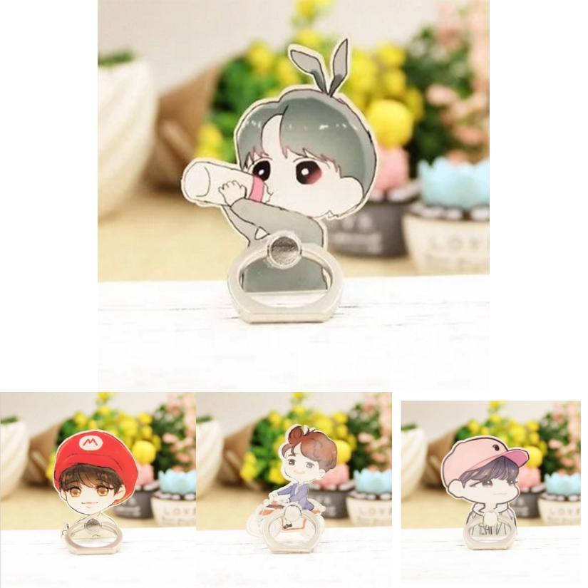 Bts Cartoon Phone Holder With 360degree Rotation For Fans And Mobile Use