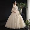Champagne Long-sleeved Main Wedding Dress Bride French Dress Long Skirt with Gauze