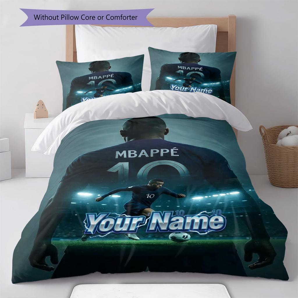 Mbappe Legend Custom Name Pattern Bedding Quilt Set Quilt Cover Pillowcase Home Birthday Gift(1 * duvet cover + 2 * pillowcase, without core)