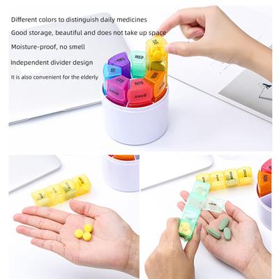 Uooker Pill Box 7 Day Pill Organizer Rainbow Portable Travel Pop Up Pill Dispenser Box Weekly Medicine Storage Box Container
