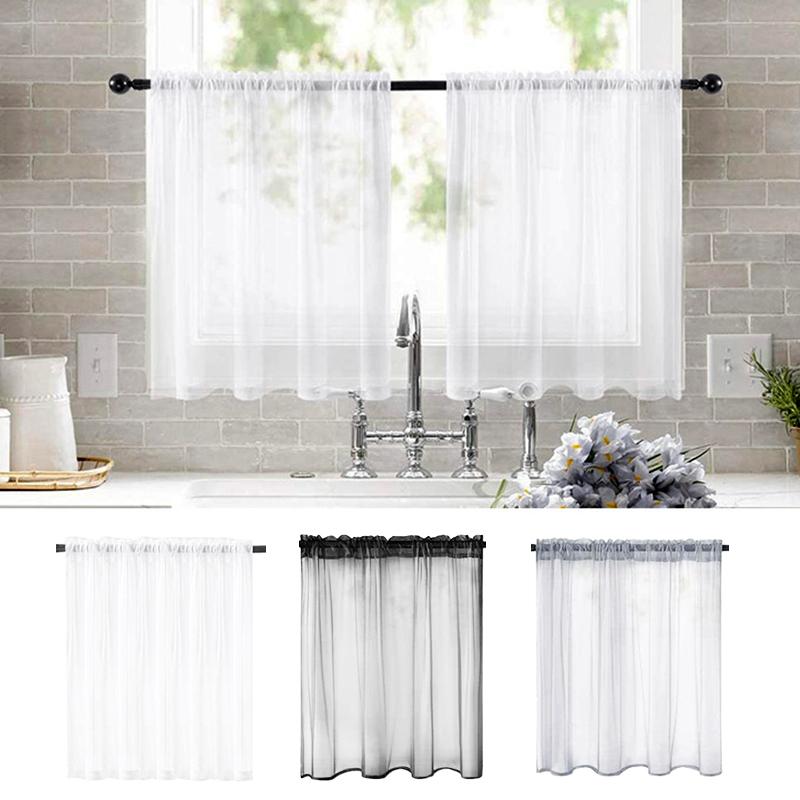 1 шт. Кафе DIY Оконные шторы Сетка Вуаль Плетение Ярус Тюль Кухня Полиэстер Короткие Прозрачные Шторы