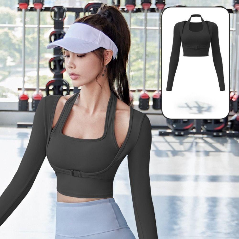 Long Sleeve Workout T-Shirt Slim Chest Girls Sports Top Women Yoga Shirts Gym Fitness