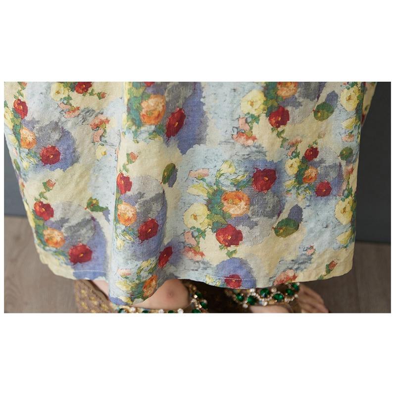 Dimanaf 2025 Лето Женщин Плюс Размер Свободное Платье Цветочный Принт Короткий Рукав Платье Базовое Повседневное Платье Винтаж Макси