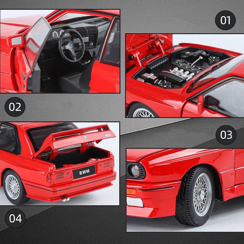 1/24 Scale 1988 BMW M3 IM3 Alloy Scale Car Model Diecast Metal Miniature Car Sound and Light Classic Car Collection Kid Toy Car Vehicle
