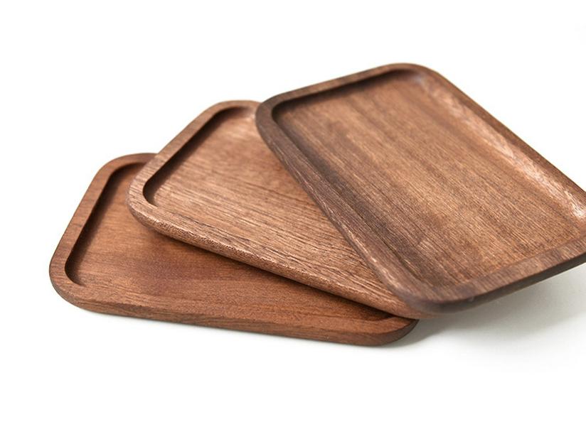 Japanese Solid Wood Rectangular Walnut Tray - Dinner, Dessert, or Fruit Plate