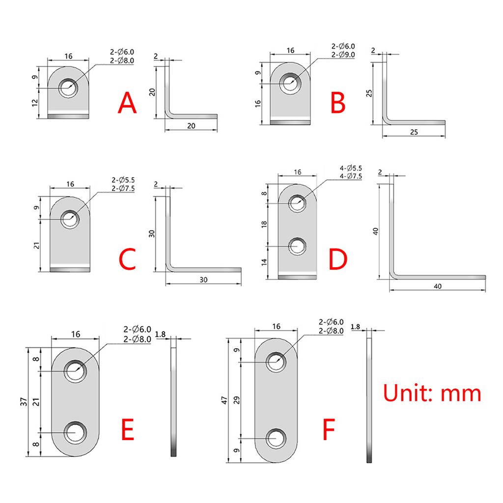 10pcs Corner Brace Stainless Steel L Bracket Heavy Duty Right Angles Bracket for Wood Chair Bookshelf Board Furniture