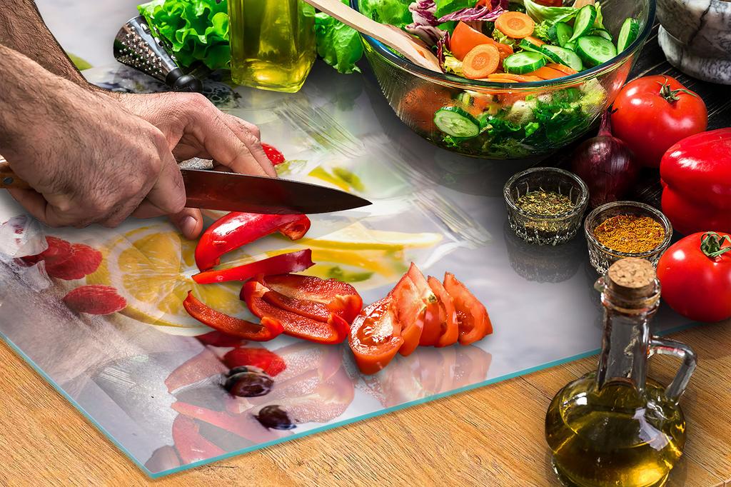 Glass protective plate for the stove 70x52 Fruit