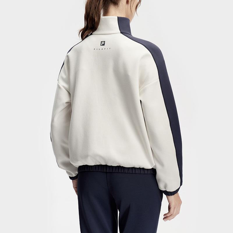 Fila Ретро Спортивная Куртка Стойка Колорблок Фитнес Вязаная Куртка Женские куртки Галька-Серый A11W411501F-GY