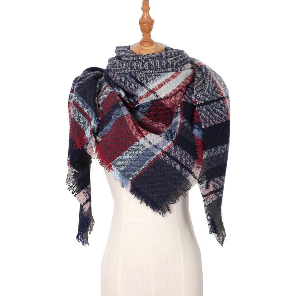 European and American Style Large Check Triangle Snood Scarf - Spring, Autumn, Winter