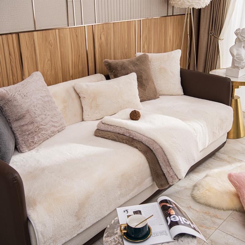 Зимняя толстая бархатная подушка для дивана с кроликом, супер мягкий шезлонг, чехол для дивана, полотенце, нескользящие чехлы для дивана, домашний декор