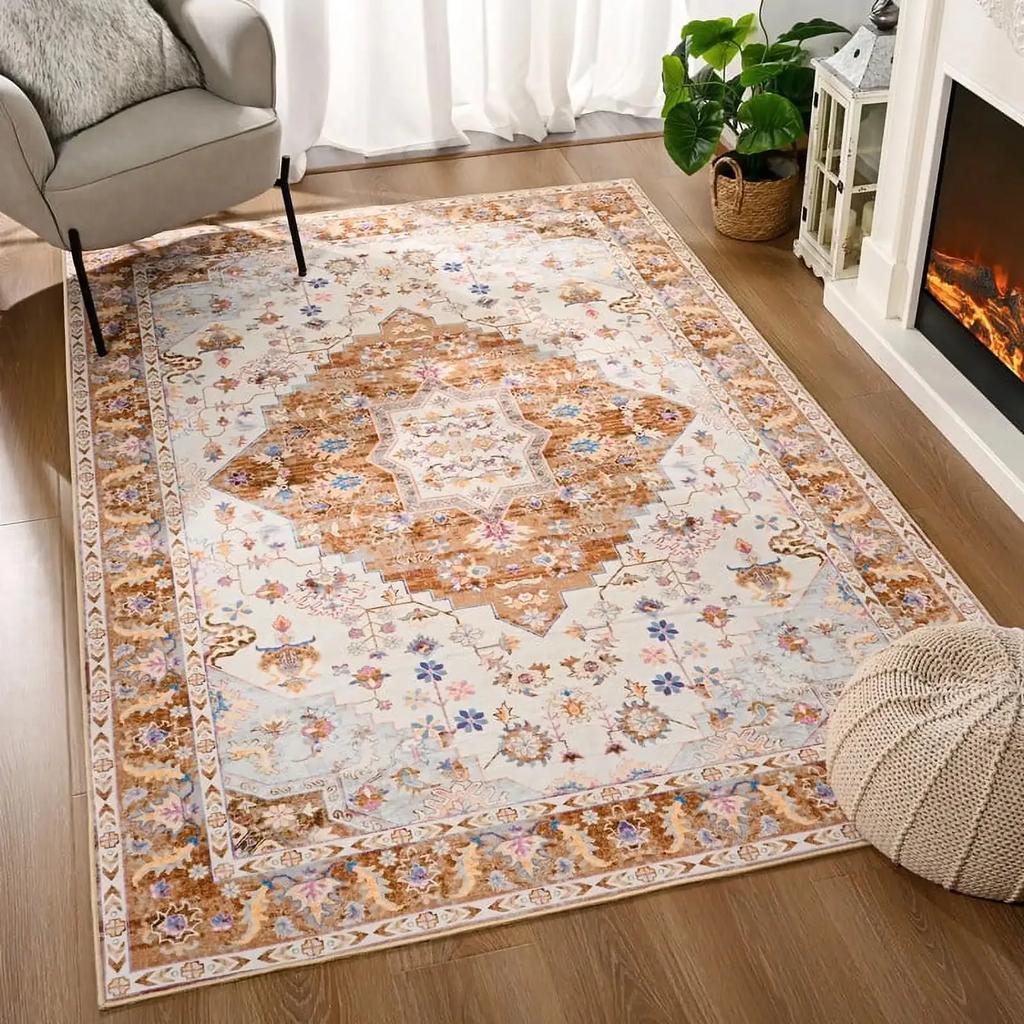 Soft Boho Carpet for Living Room Bedroom Restaurant Persian Rug Large Size Area Vintage Flower for Boys Girls and Adults Mat
