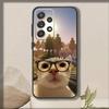 Милый Кот Мем Чехол для Телефона Для Samsung S 25,24,23,22,30,21,10,9,Ultra,Plus,Lite,FE,4,5 G Мягкий Черный Чехол