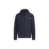 Solid Color Logo Print Zip-Up Hooded Jacket Men Outerwear Navy-Blue IK7348